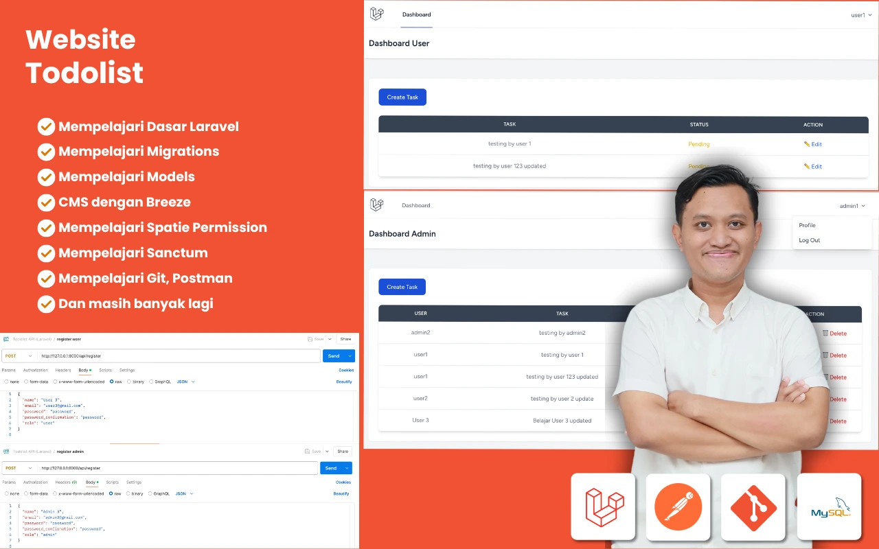 Kelas Laravel 12, Breeze, Sanctum, Spatie : Todolist di BuildWithAngga